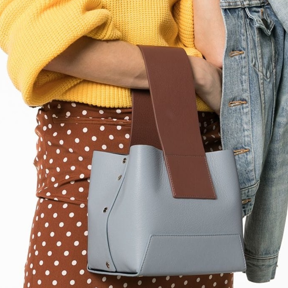 Yuzefi -Tab Leather Handbag in Azure / Bruciato